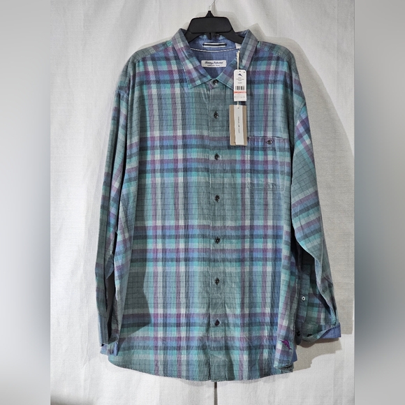 Tommy Bahama Coastline Cord Verde Plaid Shirt Trout Size 3XLB NWT